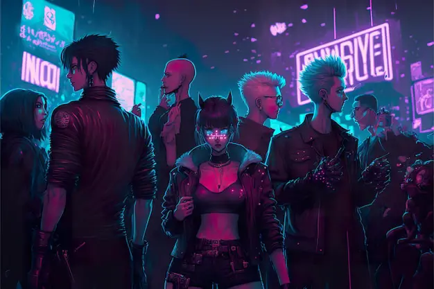 Animasi aksi bertema cyberpunk