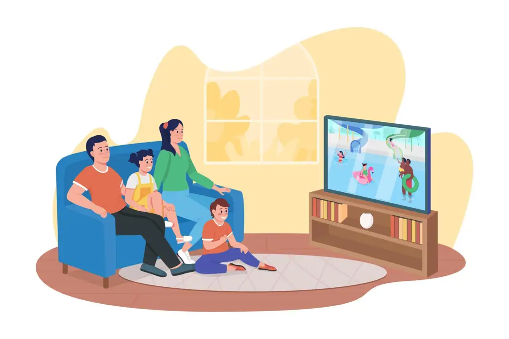 Keluarga menonton film kartun bersama