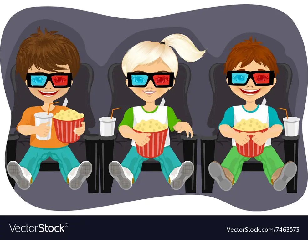 Anak-anak dari berbagai latar belakang menonton film animasi