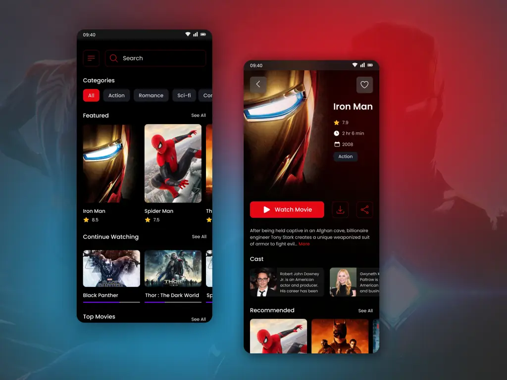 Aplikasi Streaming Film India Antarmuka aplikasi streaming film India