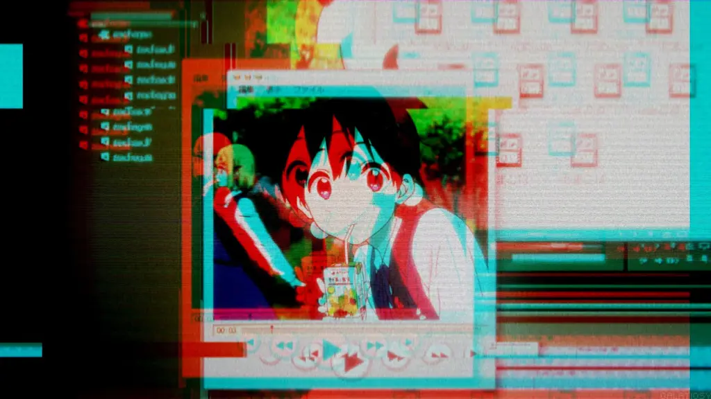 Layar laptop menampilkan berbagai judul anime