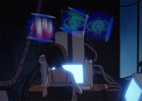 Menikmati Anime di Laptop Seseorang menonton anime di laptopnya