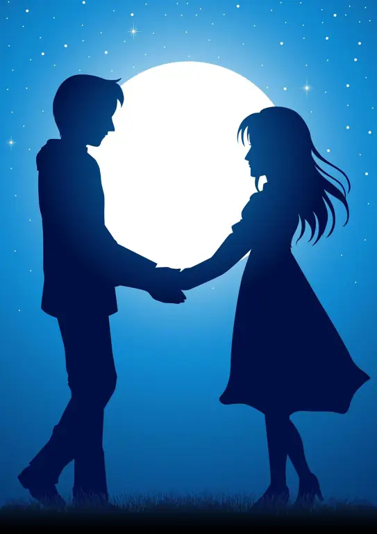 Senja Romantis Bersama Pasangan Anime Pasangan anime bergandengan tangan di saat matahari terbenam.