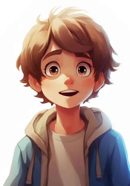 Ilustrasi Anak Laki-Laki Anime yang Menggemaskan Ilustrasi anak laki-laki anime yang lucu