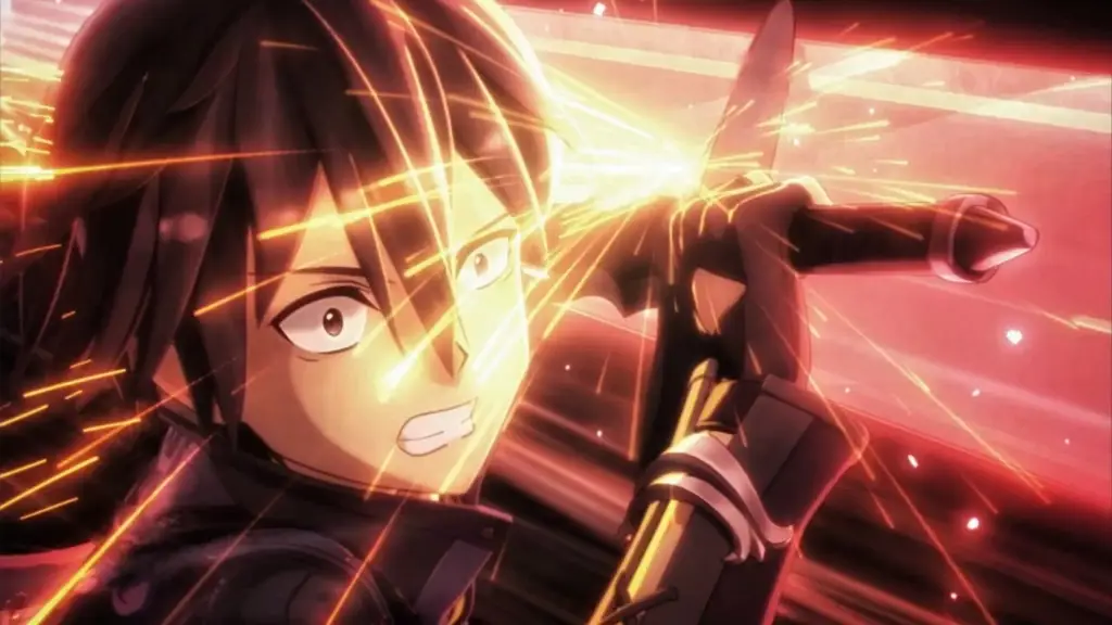 Adegan sinematik yang menunjukkan keindahan dunia virtual dalam film Adegan sinematik dari film Sword Art Online